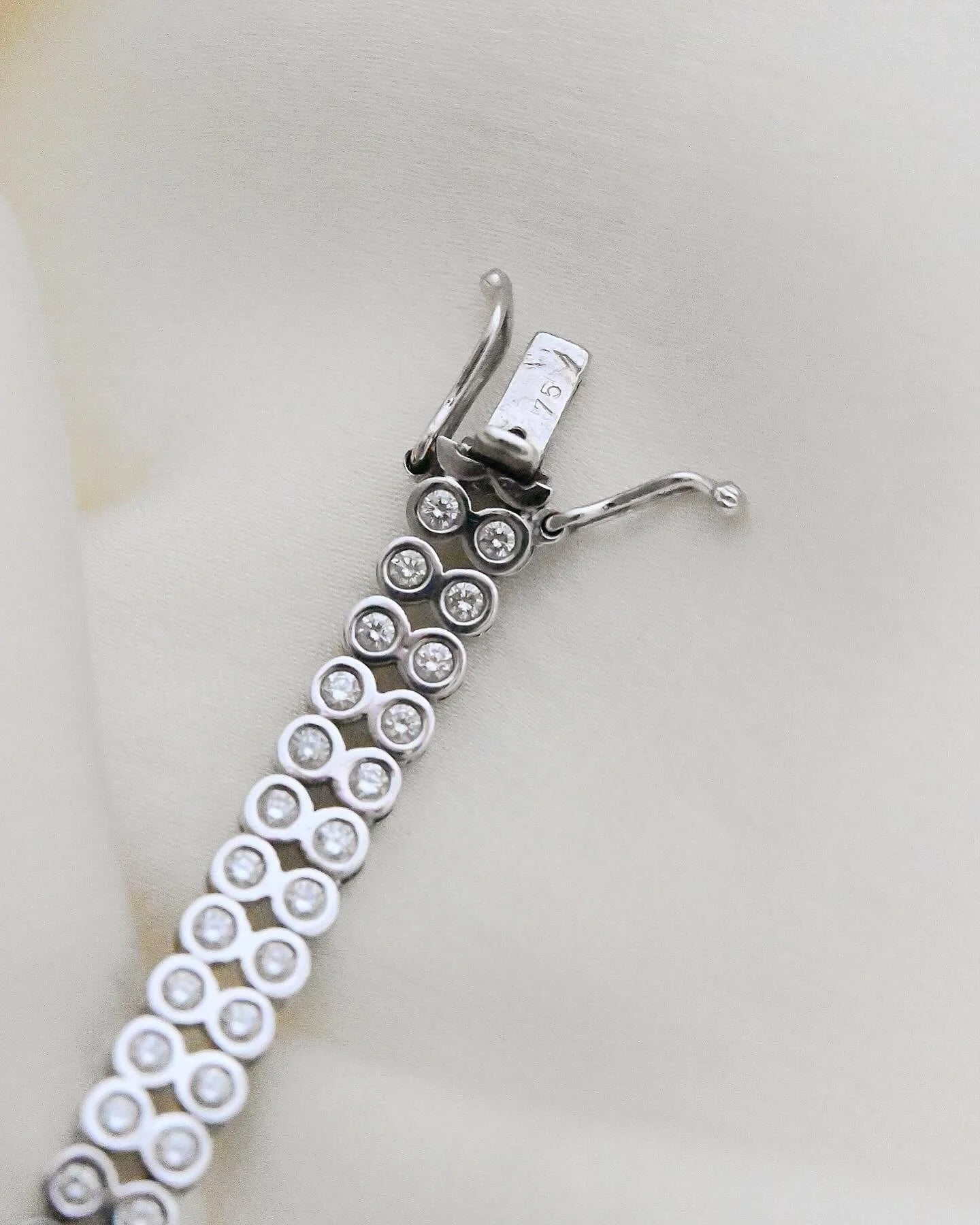 From My Personal Collection! Double Row Tennis Bracelet Bezelset Diamonds 2.10 Carat 18K White Gold 2002