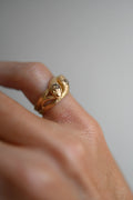 Antique Serpent Ring w Cognac Diamond 18K Gold 1940s