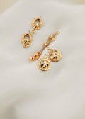 Two-in-One Dangling Swedish Vintage Drop Earrings 18K Gold 1950s