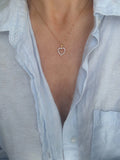 Feminine Classic Vintage Diamond Heart Pendant on Chain 18K Gold 1970s