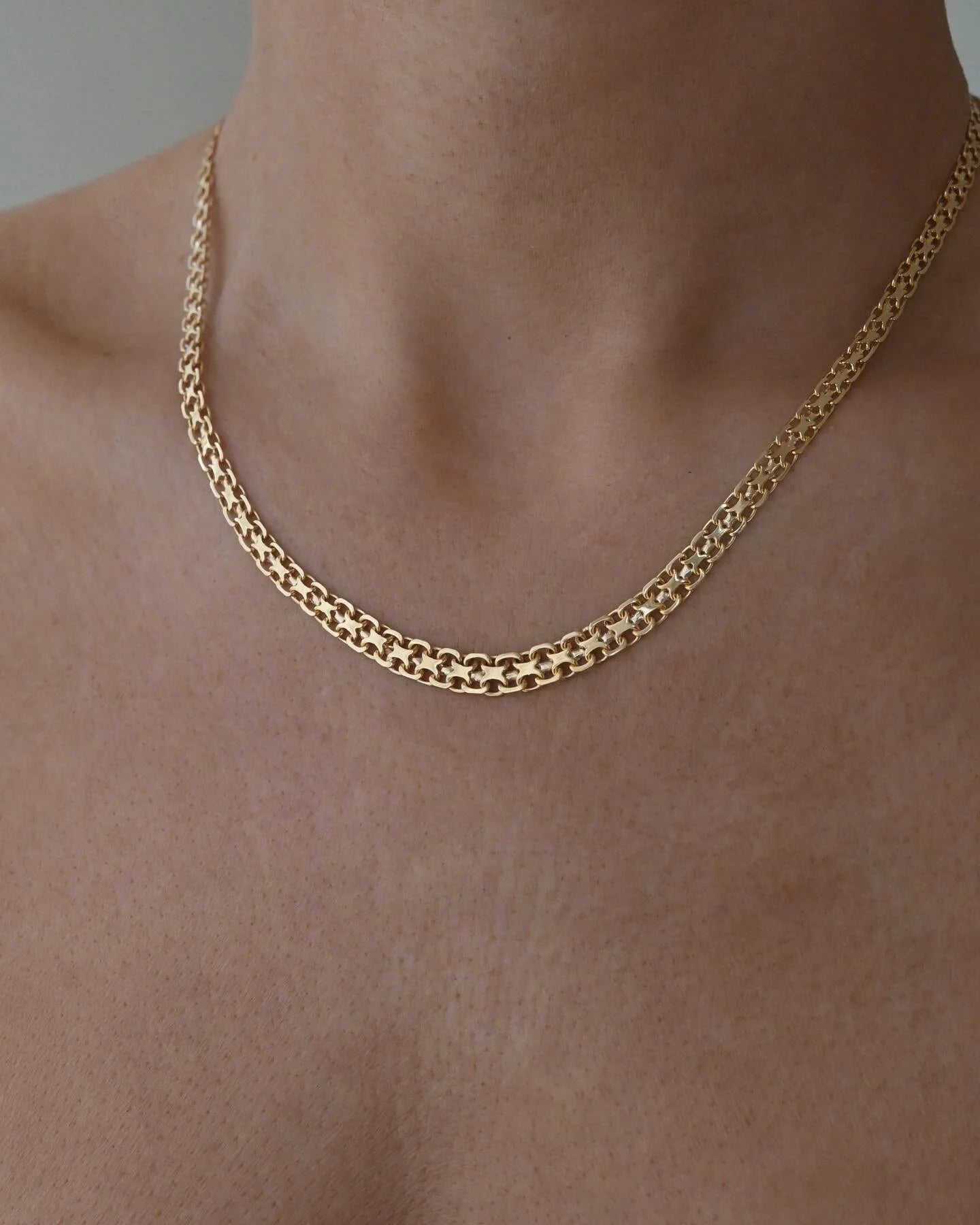 Glowing Beautiful Star Link Necklace by BE Franzen 18K Gold 1961