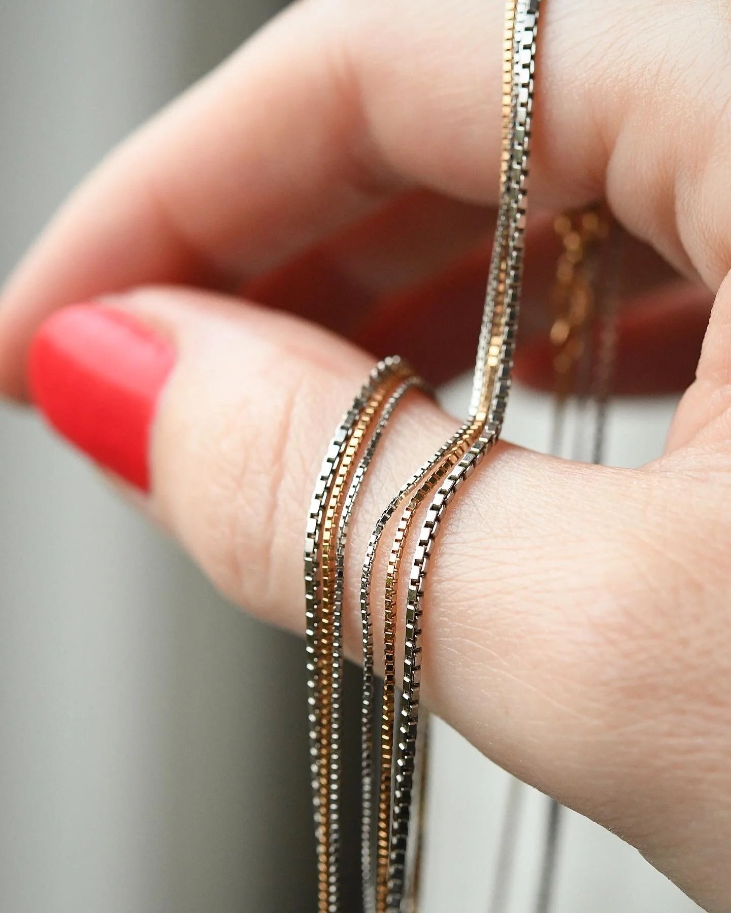 Free shipping! Vintage Box Chain 18K Rose Gold