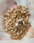 Ultra Long Antique Chain w Dog Clip and Slider 14K