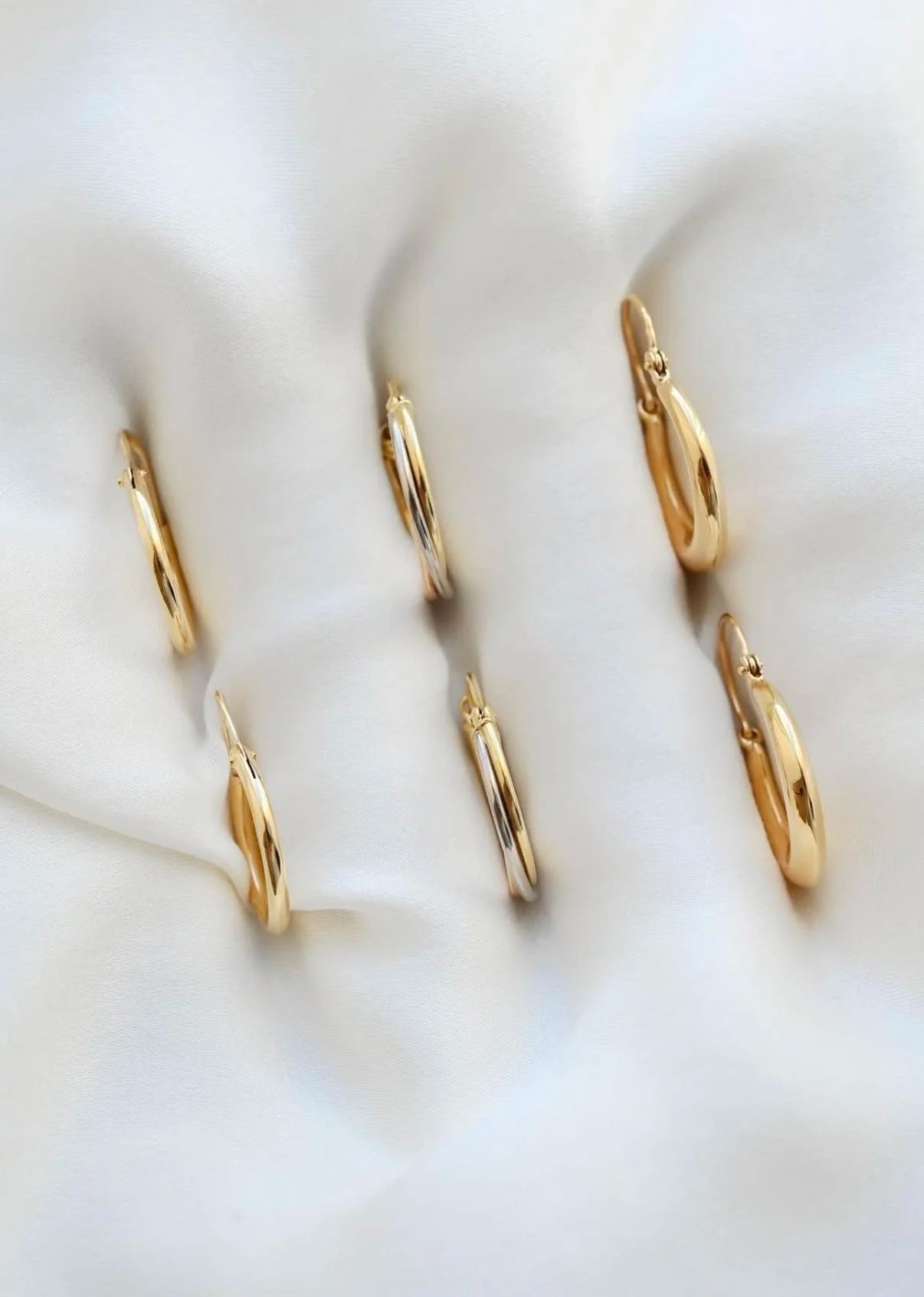 Domed Crescent Shaped Hoops 18K Gold