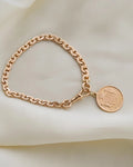Antique Watch Chain Bracelet w Danish Coin 18-22K Gold 1913