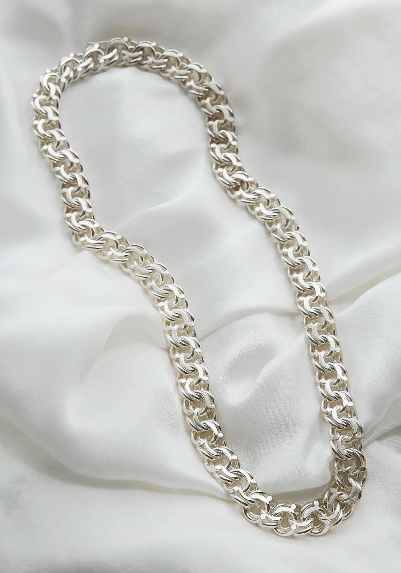 Never Seen Before Swedish Vintage BIG 95 Grams Bismarck Link Necklace Silver
