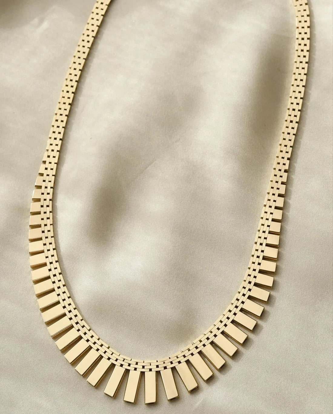 Sublime Danish Vintage Brick Link Necklace 16.1 Inches 1970s