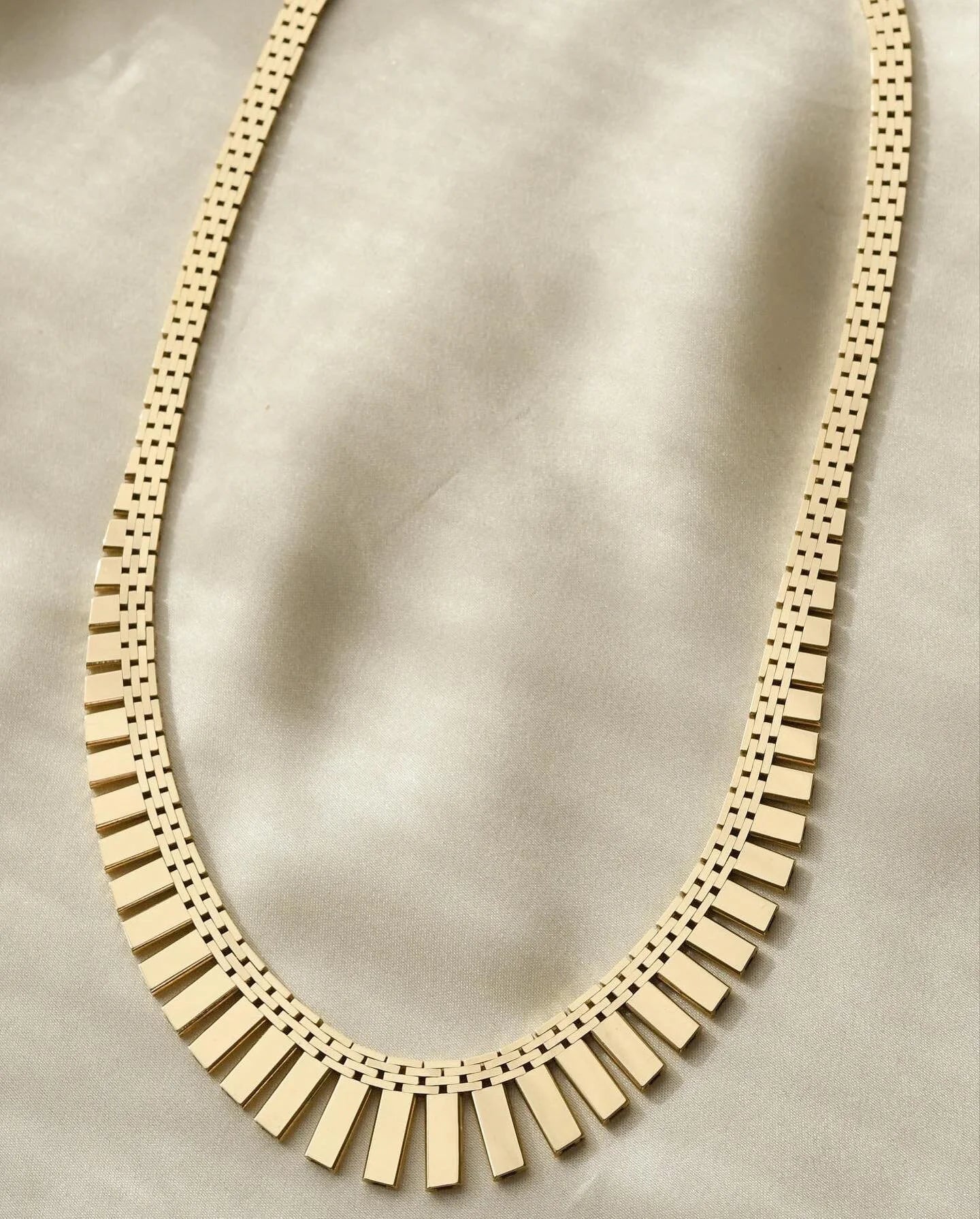 Sublime Danish Vintage Brick Link Necklace 16.1 Inches 1970s