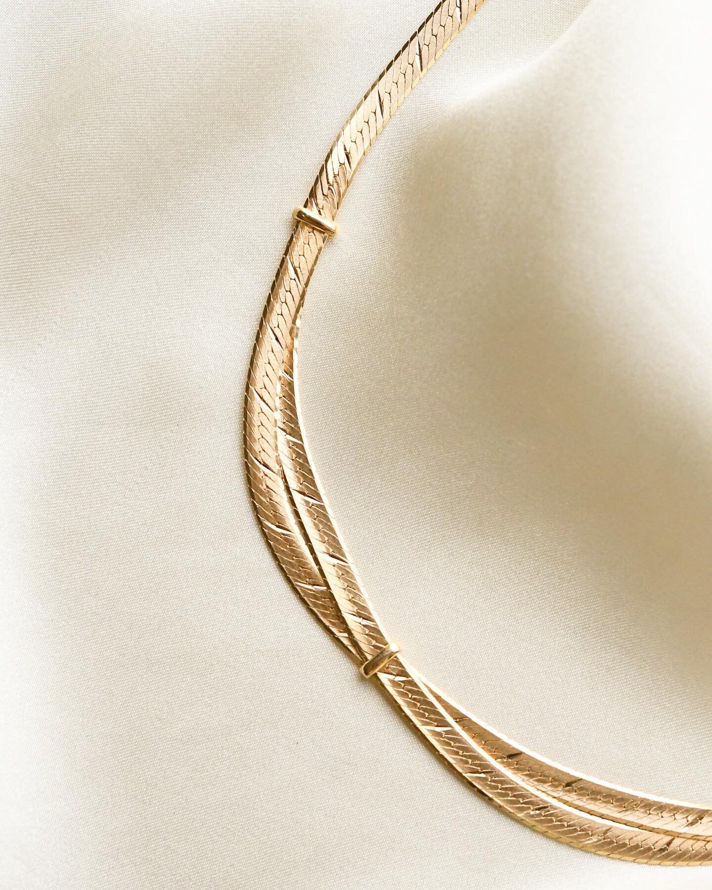 Sexy Unique Vintage Herringbone Necklace 18K Gold