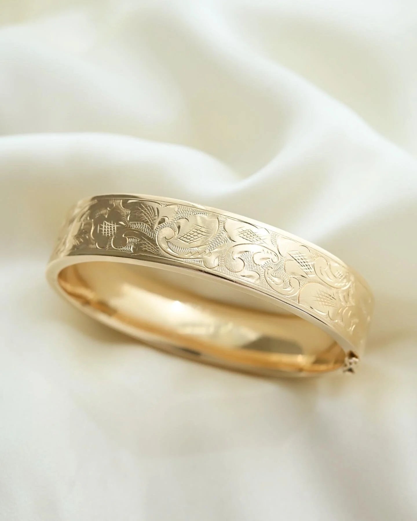 Danish Engraved Bangle by Carl Anton Koch 14K Gold