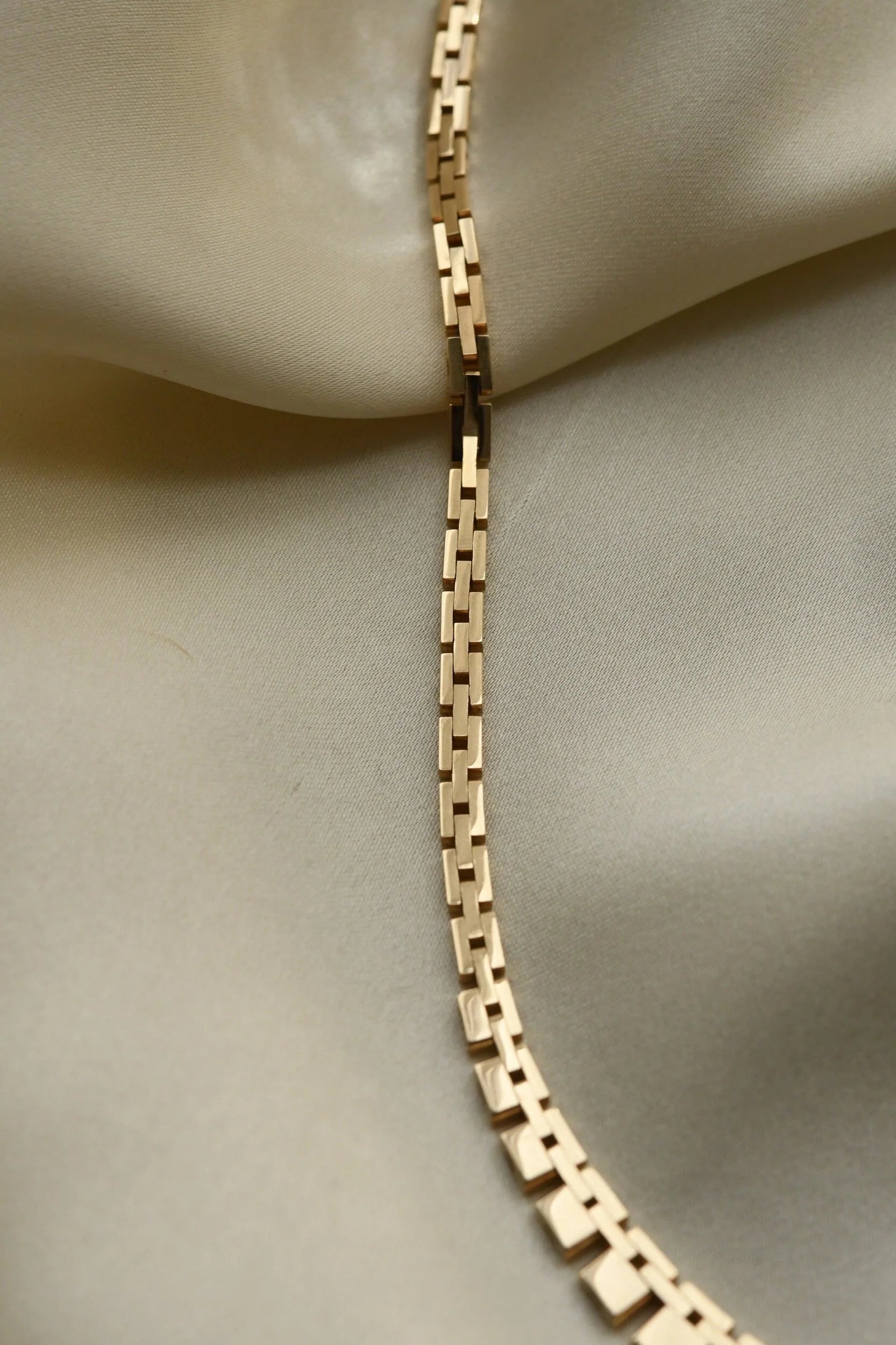 Beautiful Danish Vintage Brick Link Necklace 14K Gold 1960