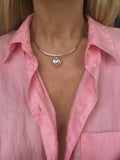 1990s Puffy Heart Charm Collar Sterling Silver Denmark