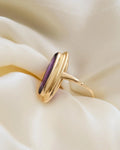 Gorg Swedish Vintage Amethyst Navette Ring 18K Gold 1940s