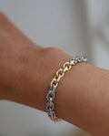 Incredible RARE White and Yellow Gold Biker Link Bracelet 18K Gold 1965 Sweden