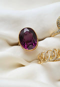 Glorious Huge Amethyst Cocktail Ring 18K Good Gold Vintage 1950s