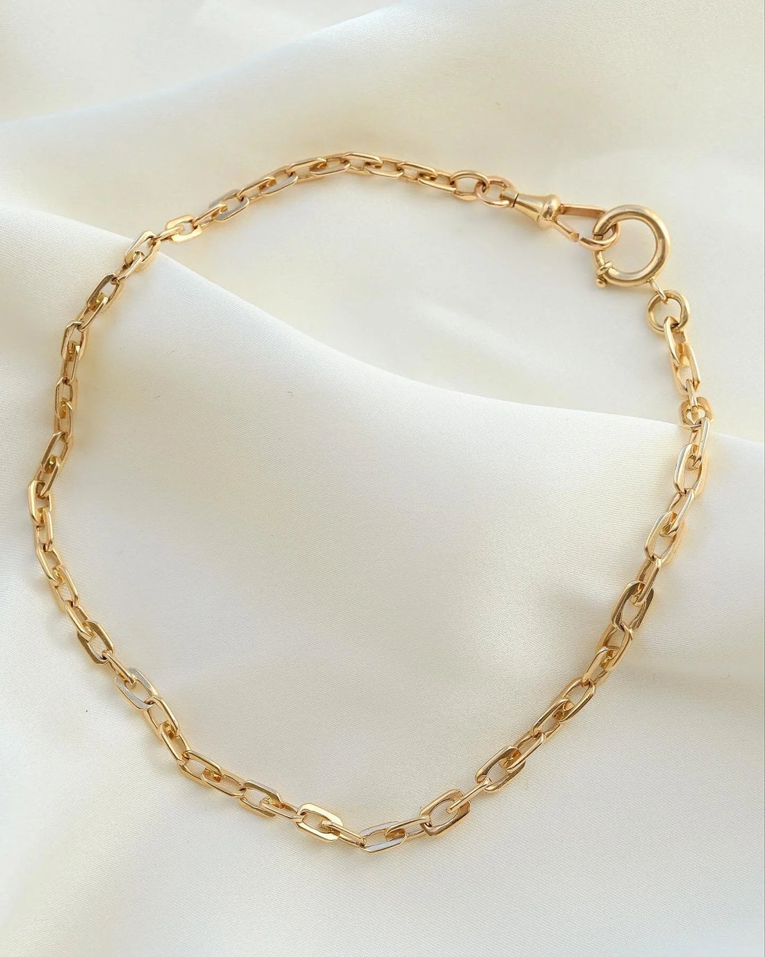 Antique Swedish Watch Chain Flat Anchor Links 18K Gold 1920s