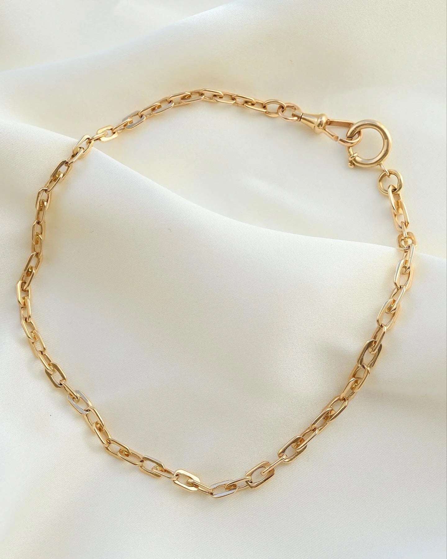 Antique Swedish Watch Chain Flat Anchor Links 18K Gold 1920s