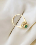 Luxurious English Vintage Ring Emerald x Diamond 18K Gold 1980