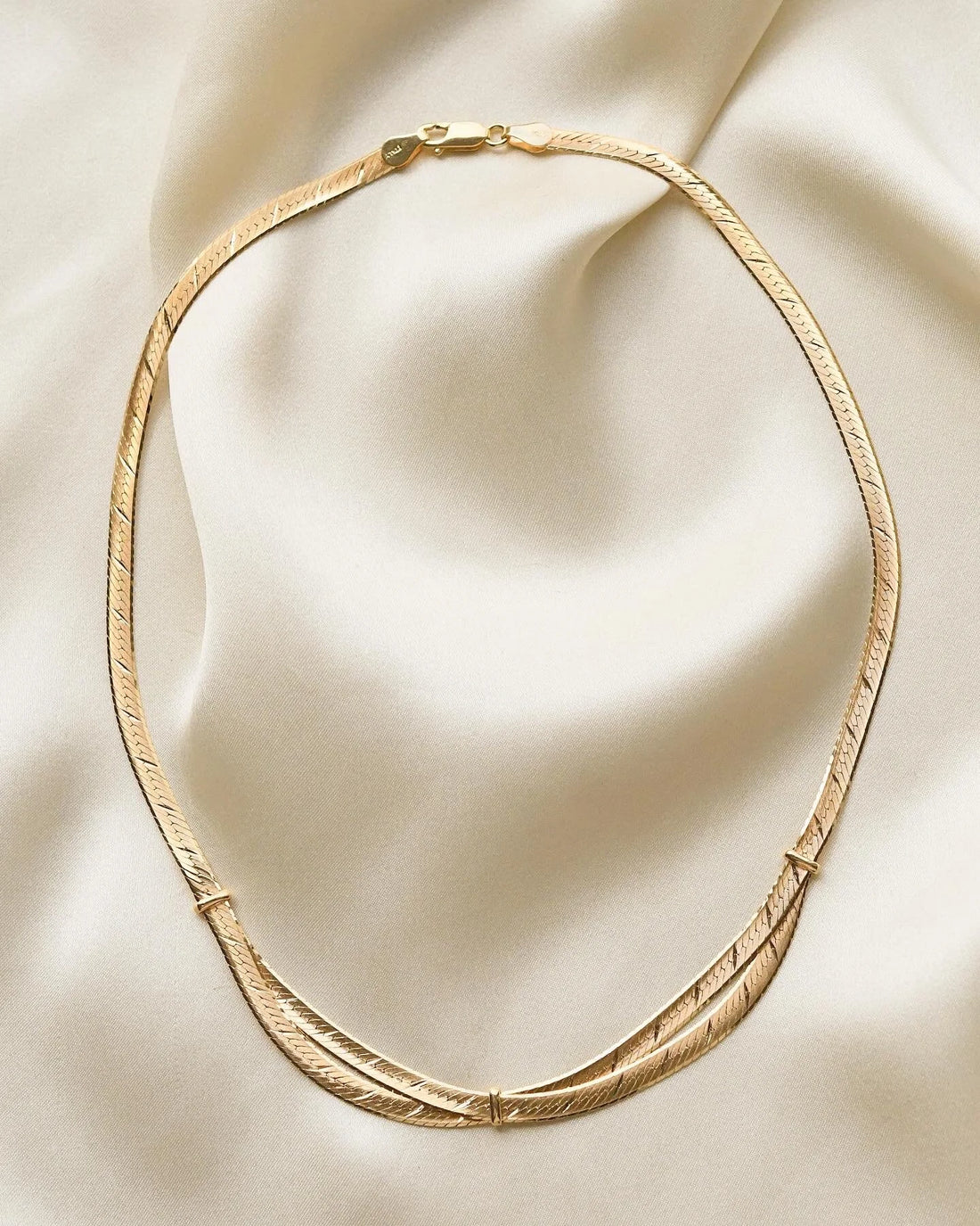 Sexy Unique Vintage Herringbone Necklace 18K Gold