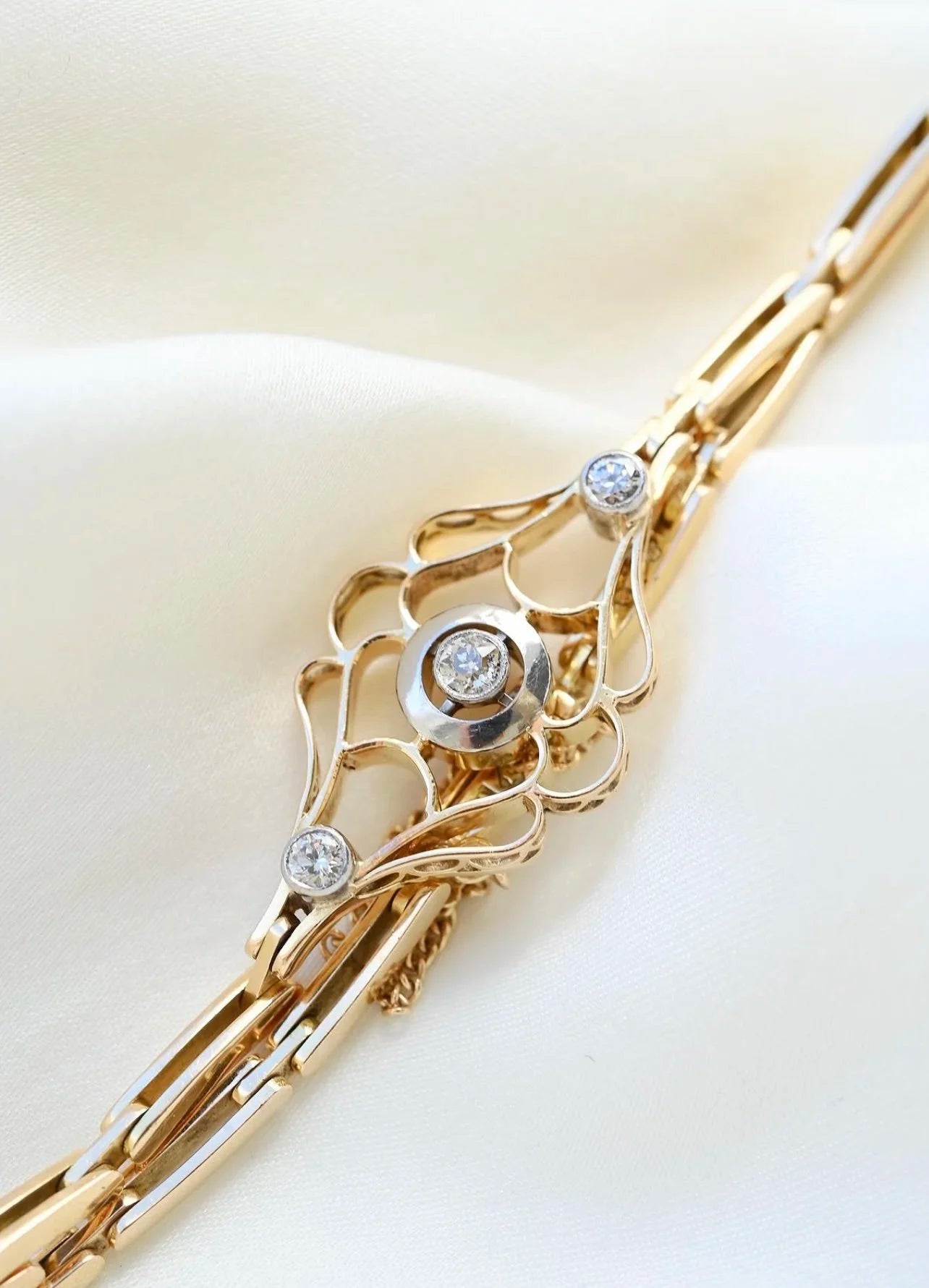 Extraordinary Antique Diamond Bracelet 18K Gold Sweden Beg 1900s
