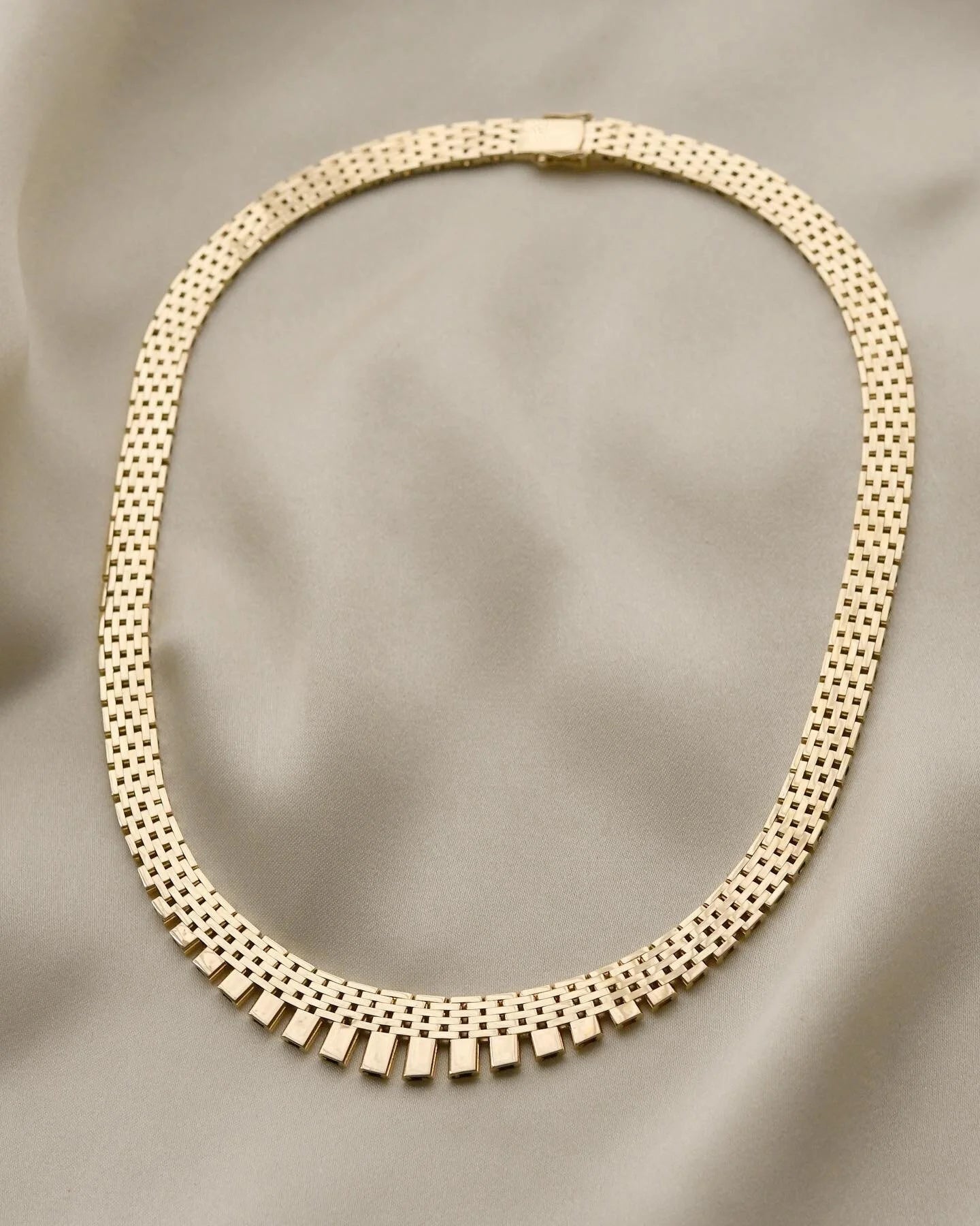 Sublime Heavy Brick Link Vintage Chain by Jens Tage Hansen 14K Gold 1960s