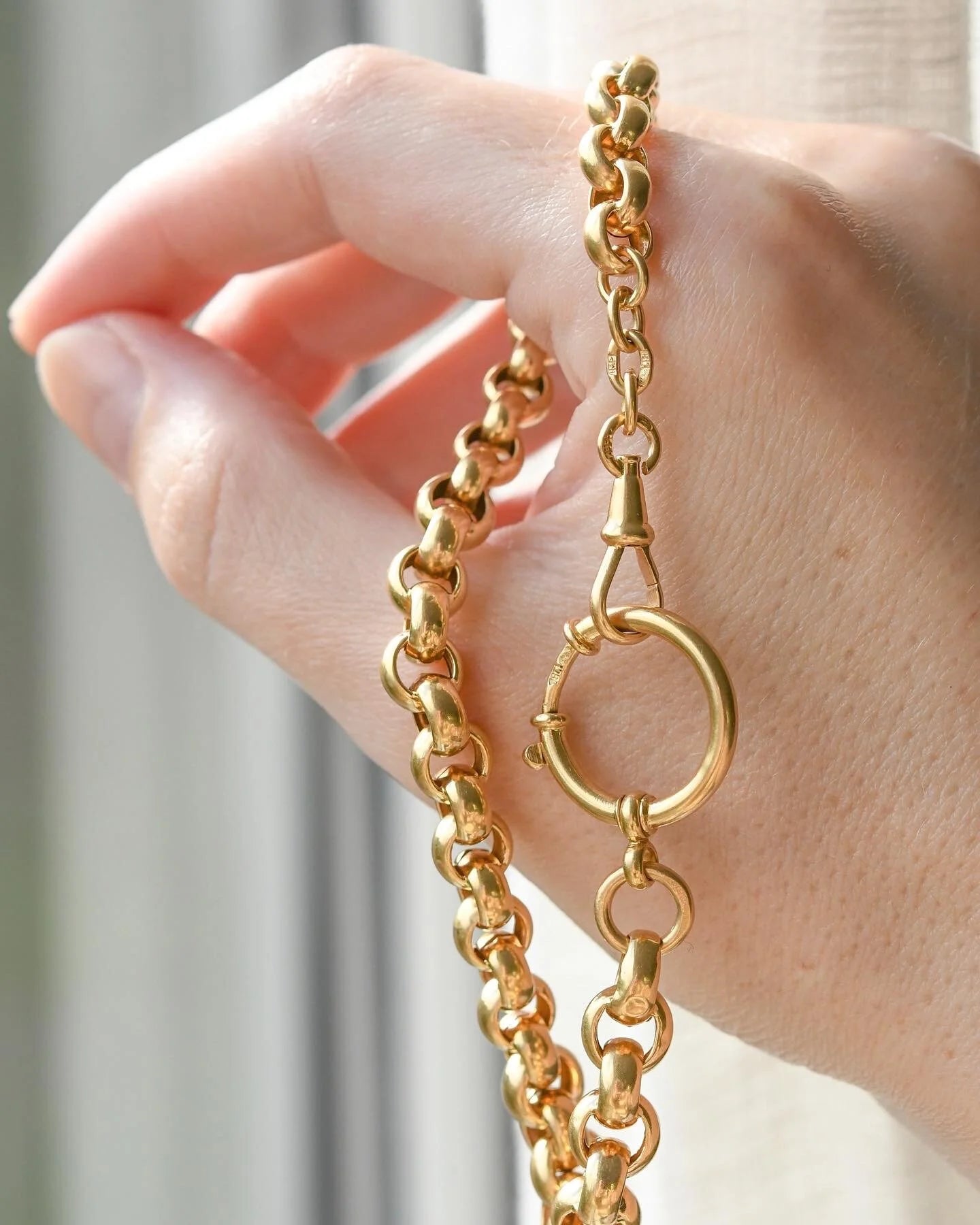 10.2 Inches Antique Belcher Watch Chain 18K Gold 1910s