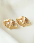 Big Danish Mid Century Organic Shaped Earrings 14K Gold 1970s