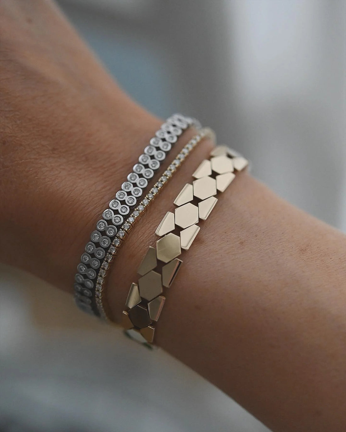 From My Personal Collection! Double Row Tennis Bracelet Bezelset Diamonds 2.10 Carat 18K White Gold 2002