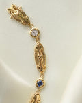 Sublime French Art Deco Sapphire Diamond Bracelet 18K Gold