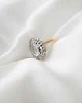 Rare Antique HUGE Aquamarine x Diamond Cluster Ring 18K Gold