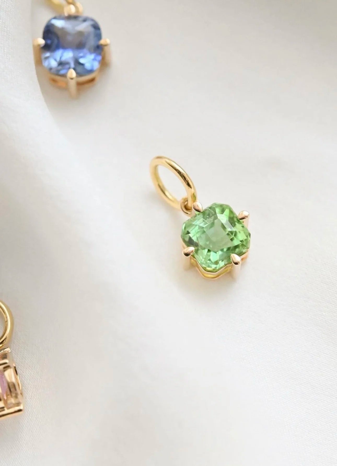 OMJ FINE JEWELRY : Cotton Candy Charms All Natural Untreated Sapphire Diamond and Tourmaline 18K Gold