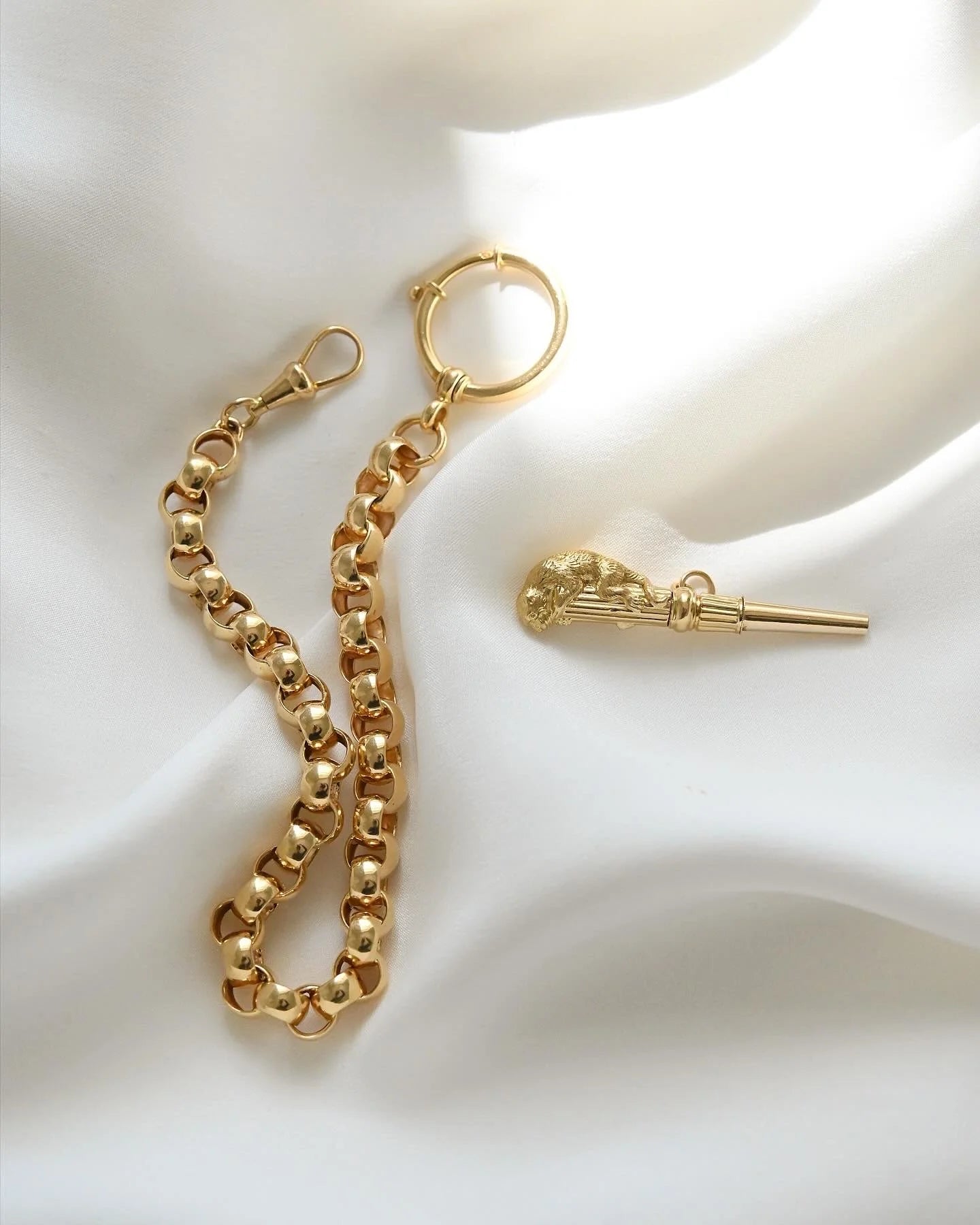 Stunning Antique Watch Chain Bracelet 18K Gold Beg 1900 Free Downsizing