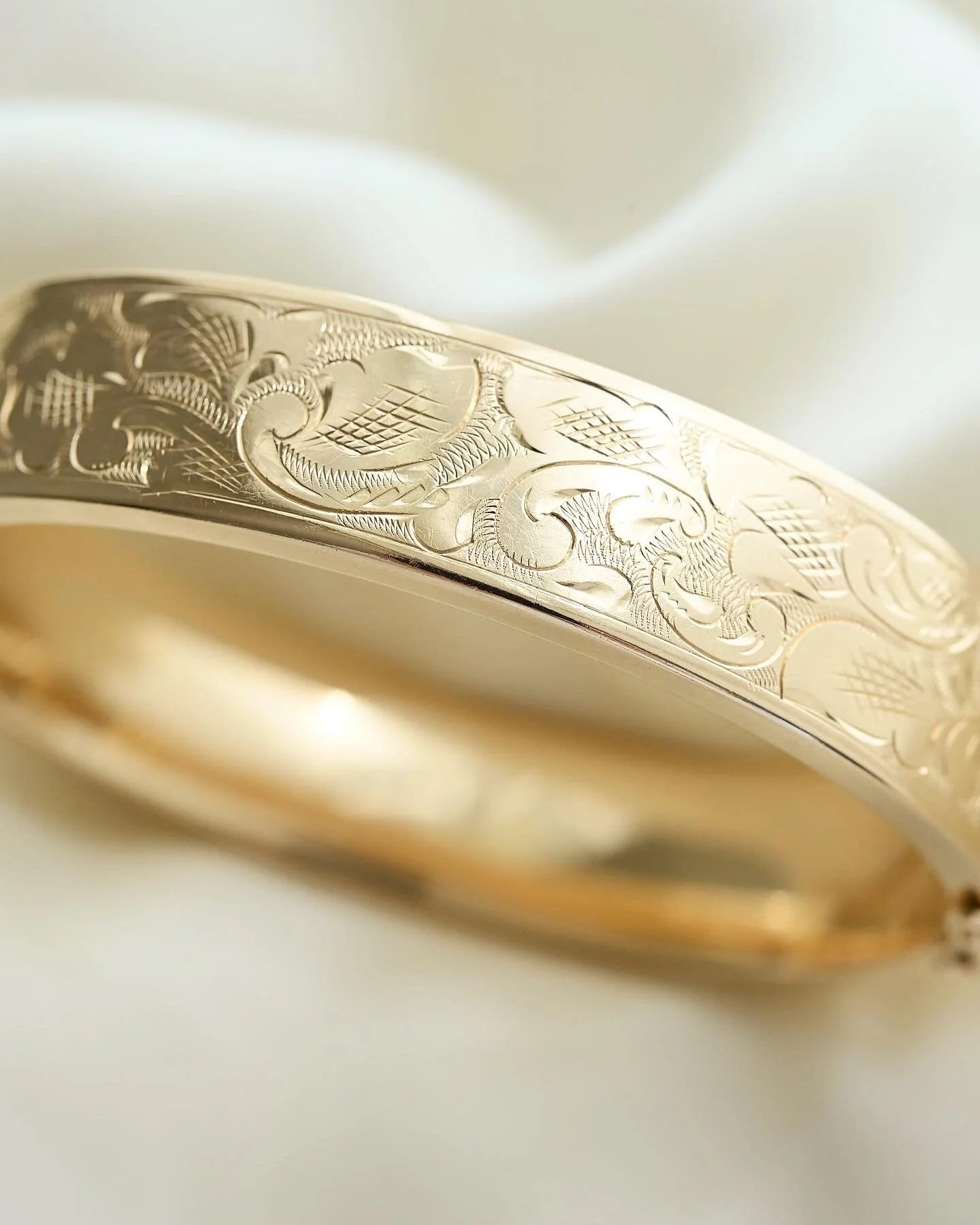 Danish Engraved Bangle by Carl Anton Koch 14K Gold