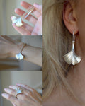 Dreamy Ginkgo Demi-parure W Cuff, Earrings and Ring