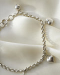 Adorable Victorian Rolo Link Bracelet with Puffy Hearts