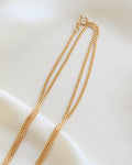 Long Wrap Around Once or Twice 27.4 Inches Faceted Italian Curb Link Necklace 18K Gold