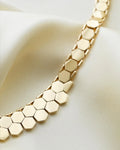 Outstanding Danish Vintage Bee Cell Link Necklace 14K Gold