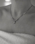 Carrie Bradshaw-esque Vintage Diamond Cluster Necklace 18K White Gold