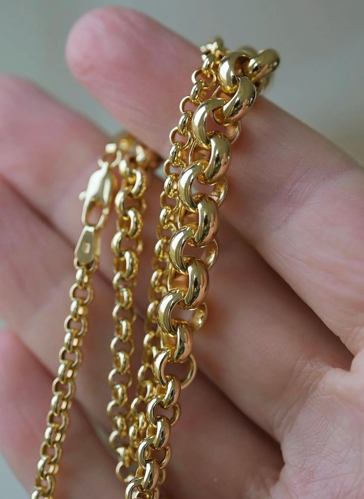Rare Belcher Link Chain Italian Vintage 18K Gold 17.75 Inches