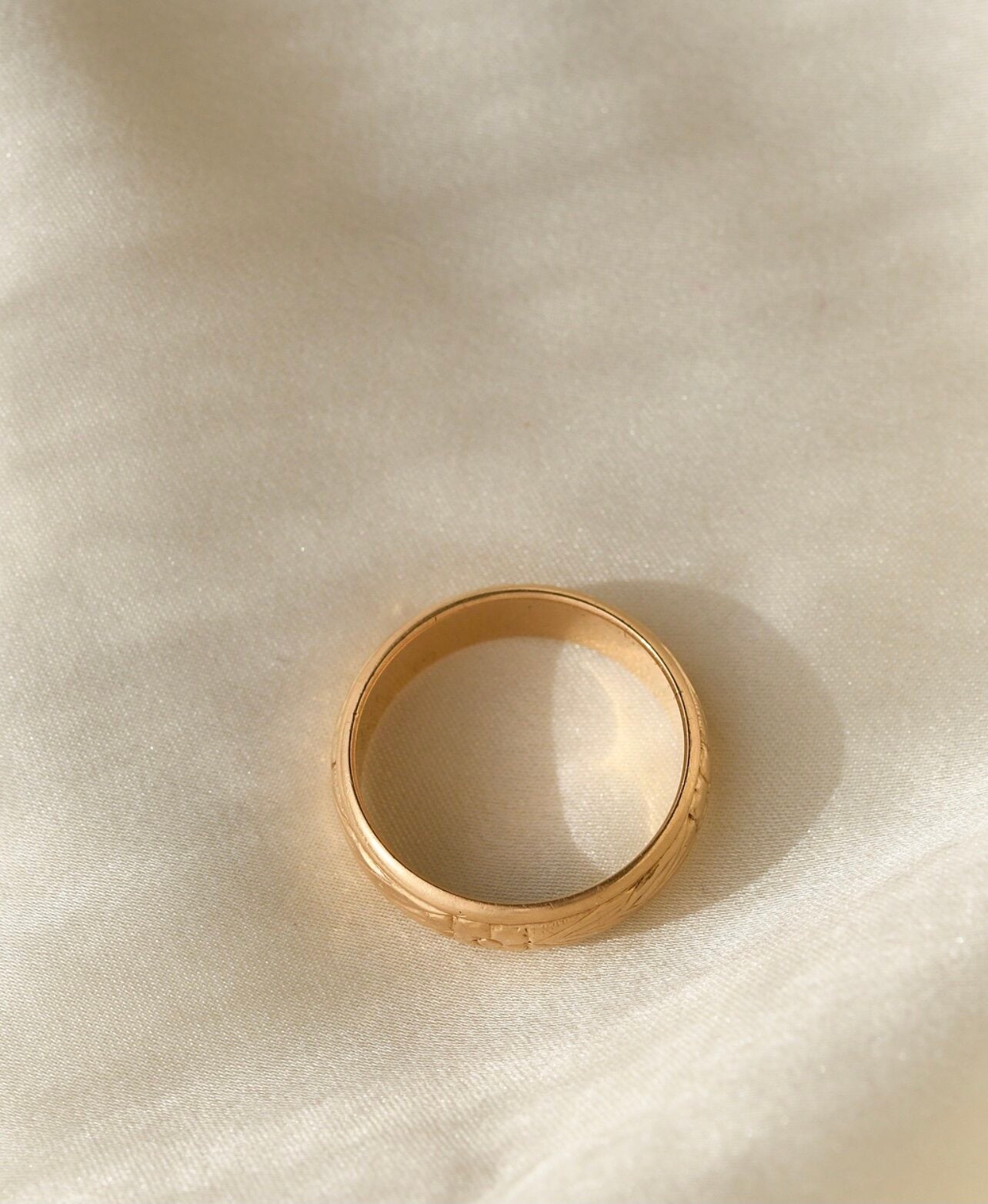 Heavy, Magical Engraved Wedding Band 18K Gold