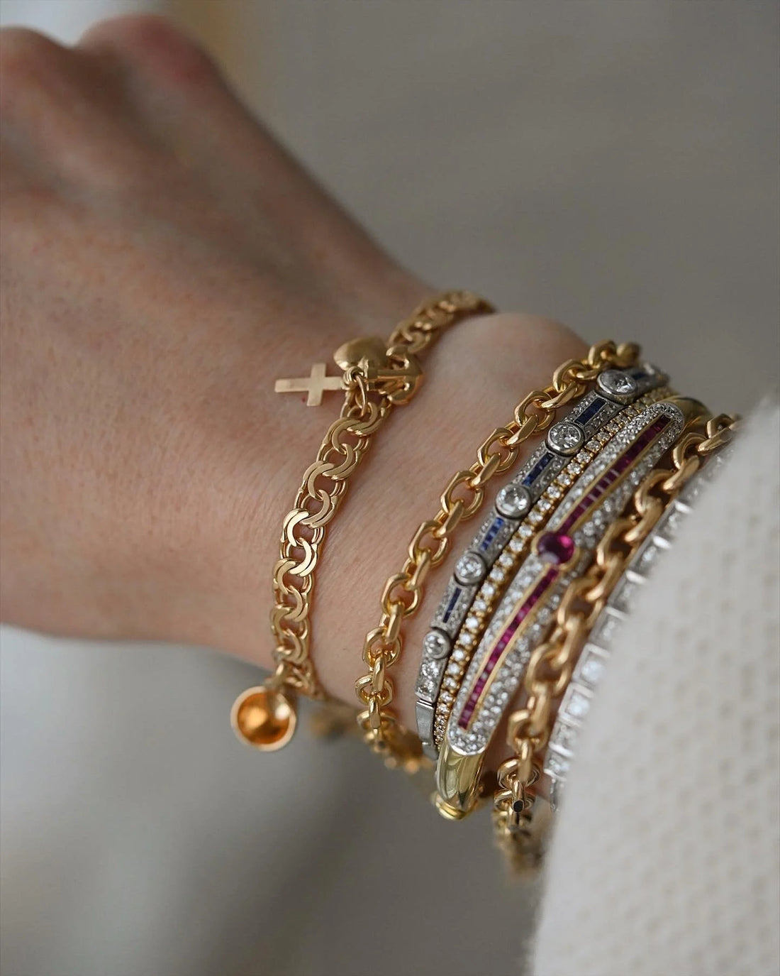 Unique Good Luck and Protection Charm Bracelet 18K Gold 1961