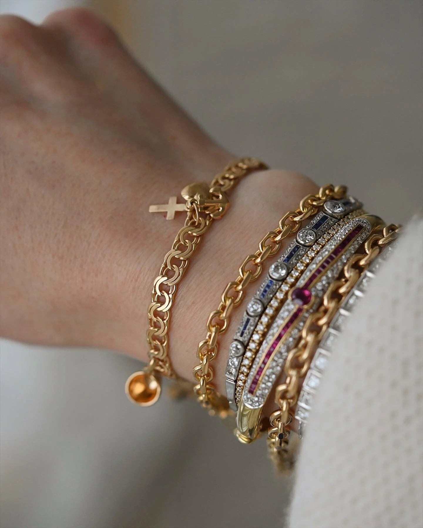 Unique Good Luck and Protection Charm Bracelet 18K Gold 1961
