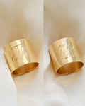 ML / JW Vintage Monogram Ring Rare Super Wide 18K Gold 1978