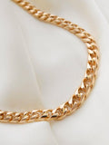 Sublime Big Double Sided Flat/Rounded Curb Link Necklace 18K Gold 1970s