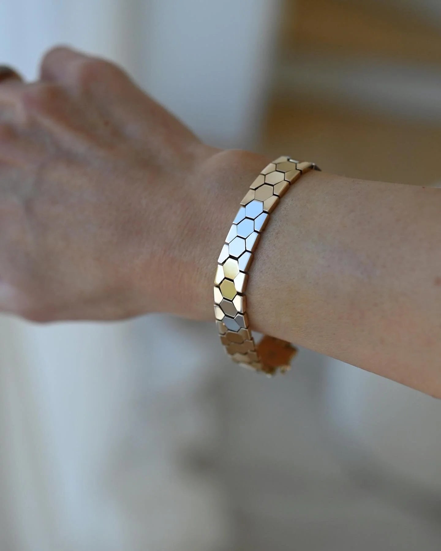 Everyone Will Compliment You Vintage Bracelet w Octagon Links 14K Gold 1960