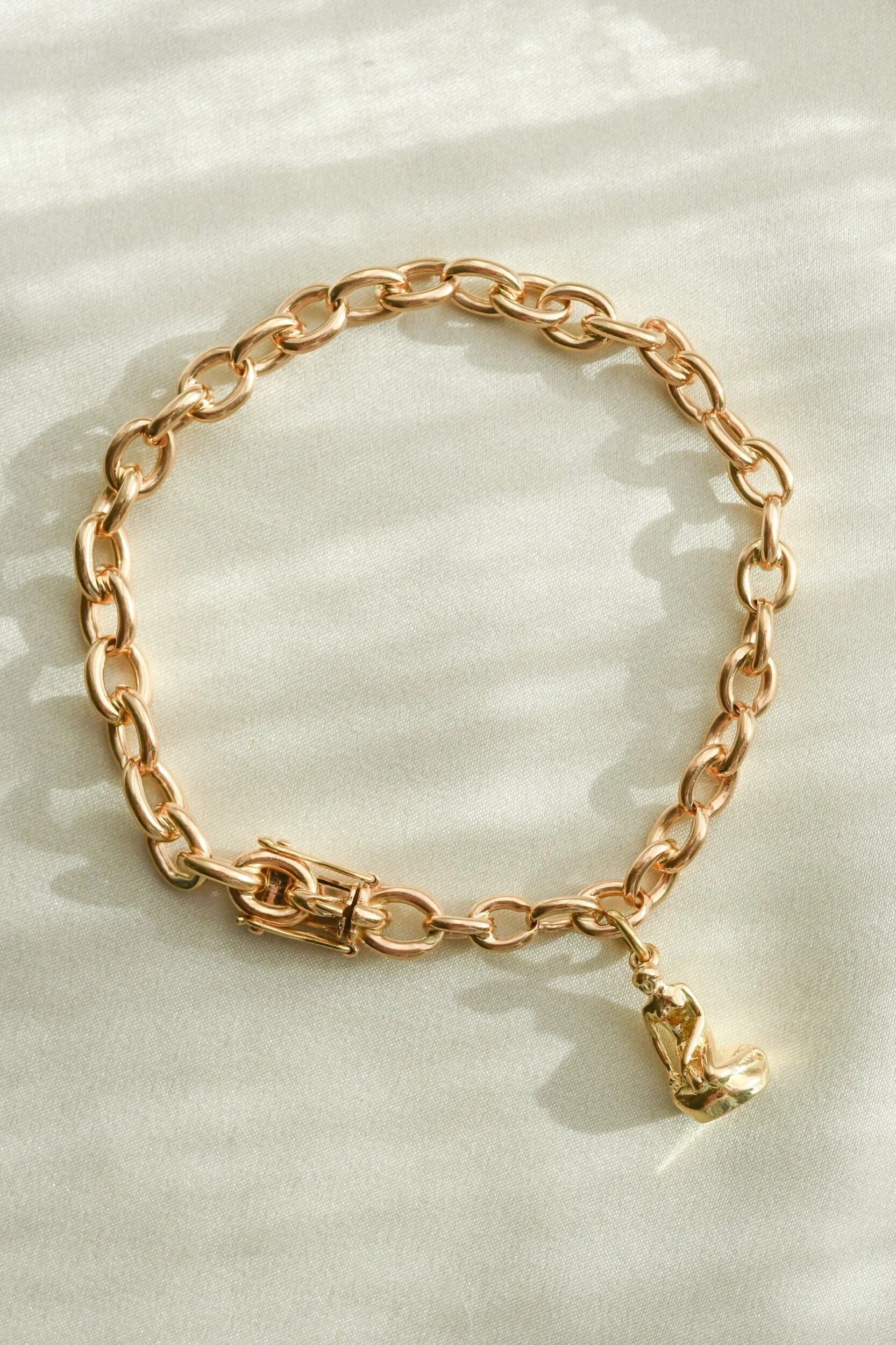 The Little Mermaid Sizeable Anchor Bracelet 14K Rose Toned Gold 1960s