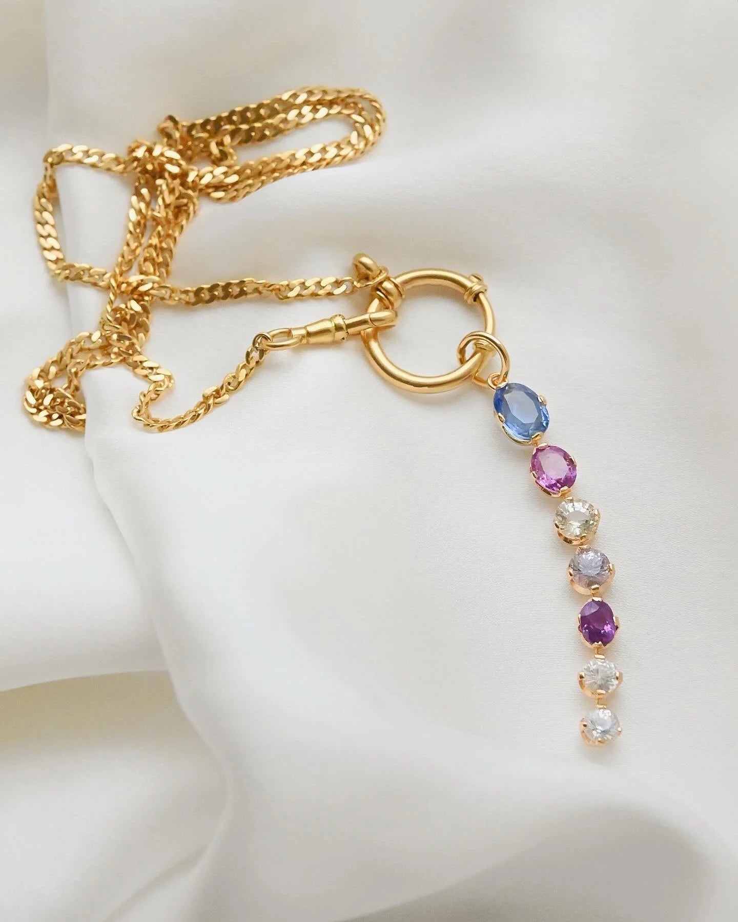 Gorgeous Upgraded Sapphire Vintage Pendant 18K Gold