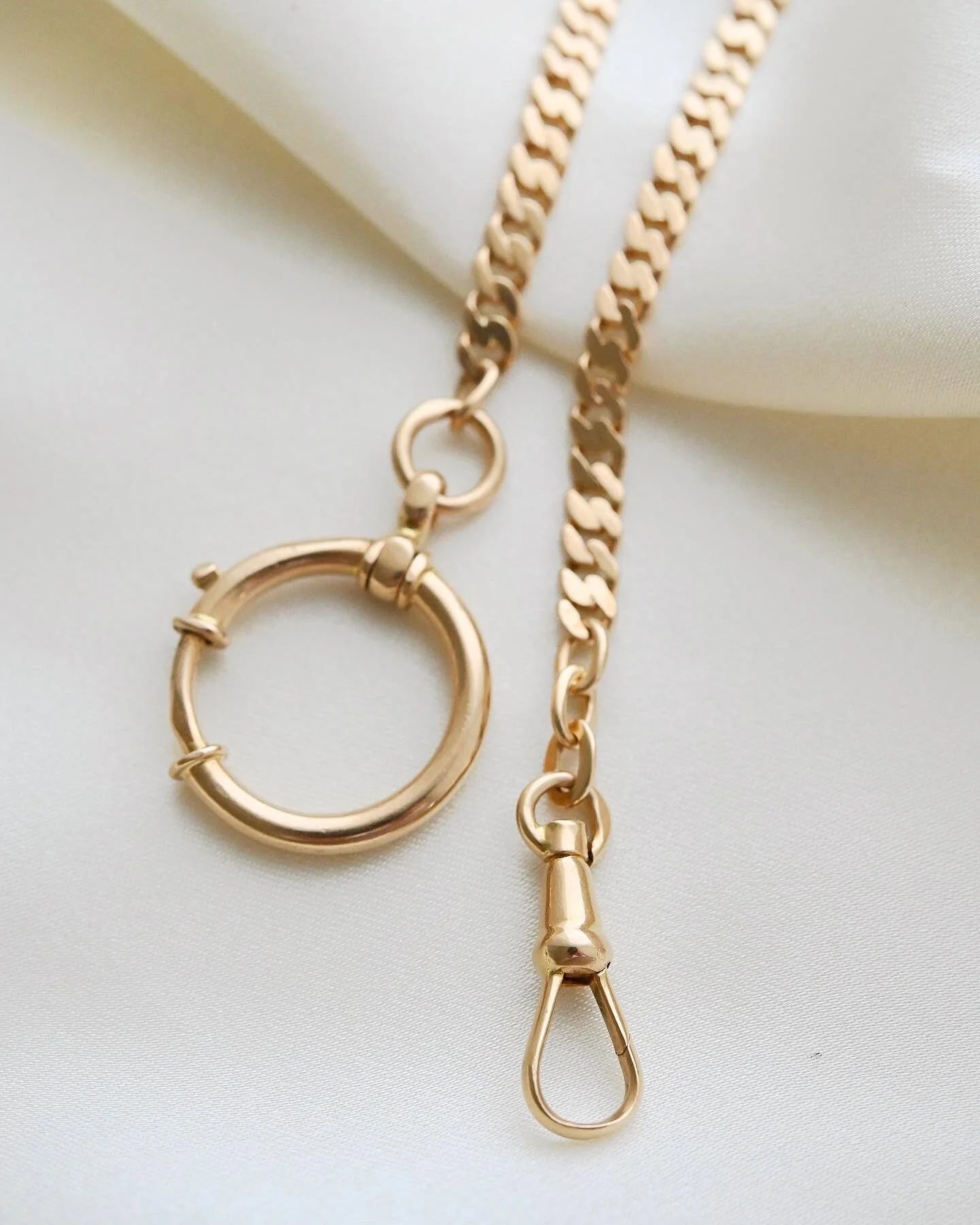 Antique Watch Chain Curb Link 18K Solid Gold