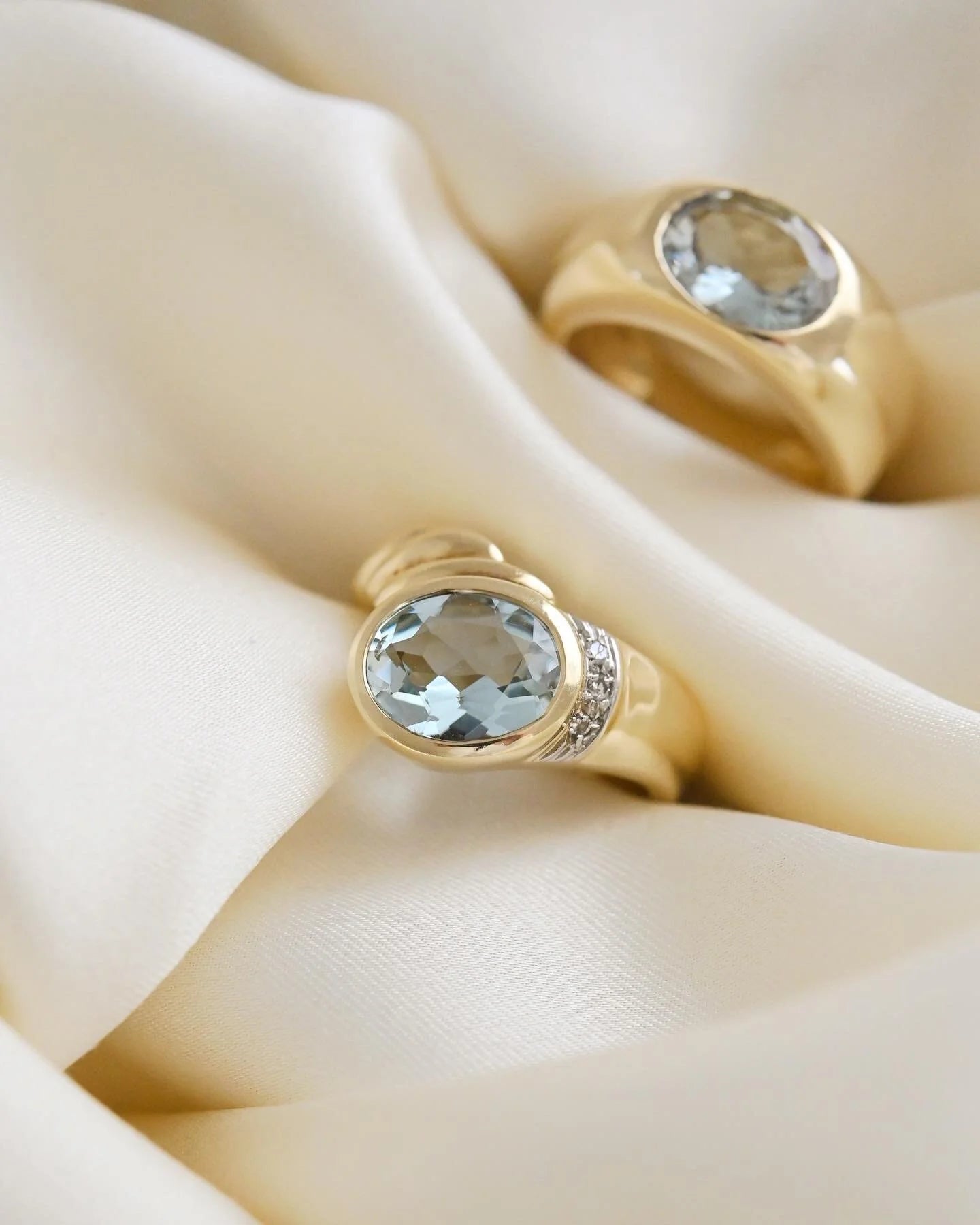 Amazing Vintage Aquamarine Rings 14K Gold
