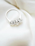 Rare Dreamy Three-stone Ring 2.11 Carats 18K White Gold 1957